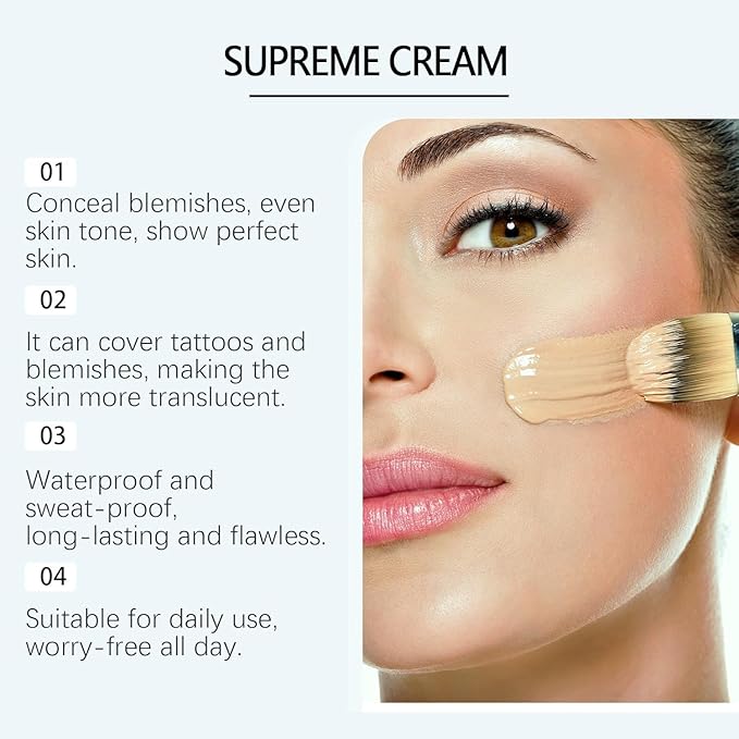 Perfect Cream All-Over Complexion Perfector, Concealer Evens Skin Tone Sweat-Proof Non-fading Makeup, Long-Lasting CC Foundation, Waterproof Transfer-Resistant Skin Tint