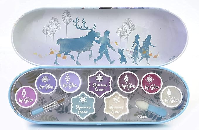Markwins Disney Frozen Adventure Lip and Face Tin - Tin Canister with 11-Pops of Colour and Accessories for Lips and Face - Makeup Set for Kids - Gift for Girls (Pack of 2)