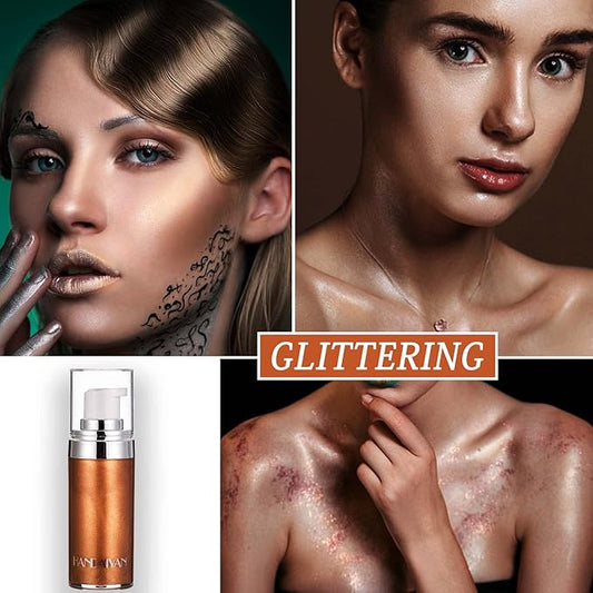 Liquid Body Illuminator, Bronze Smooth Shine Shimmer Oil, Facial Luminizer, Glitter Spray, Waterproof Long Lasting Moisturizing Highlighter, Glow Illuminator for Face