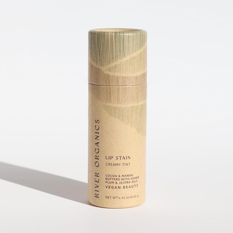Organic Lip Stain | Vegan + Cruelty Free | Long Lasting, Toxic Free | 2 Colors choose from "Fig" or "Pomegranate", .30 oz (Fig), River Organics Zero Waste Makeup, Plastic Free