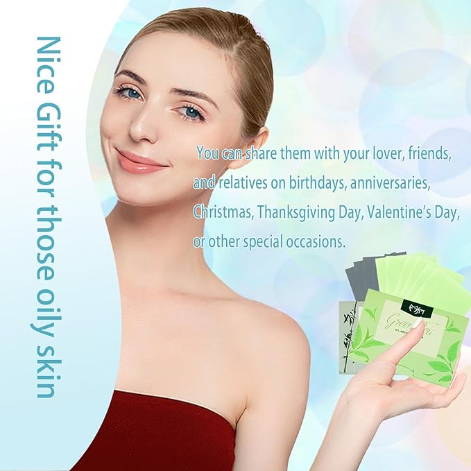 Oil Blotting Sheets, Unisex Oil Control Film Easy Dispensing Oil Absorbing Sheets Natural Face Blotting Sheets for Oily Skin (Bamboo Charcoal+Green Tea, 200 Sheets)
