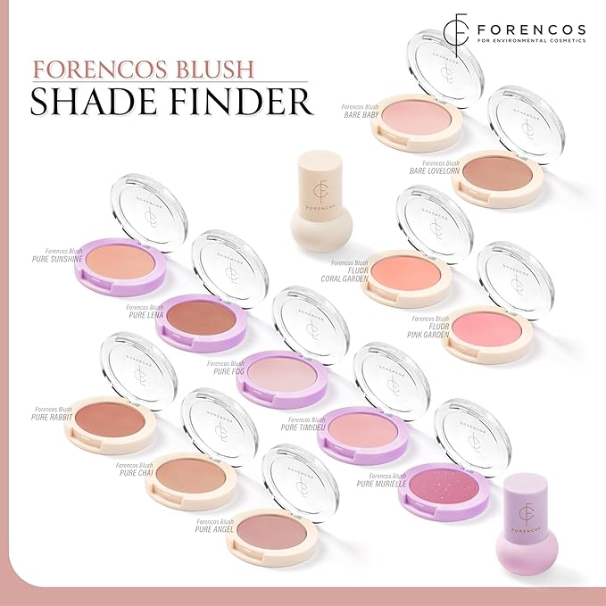FORENCOS Matte Blush Set (Puff Included), Long Lasting Korean Blush Power, Zero Sebum Shine, Flawless Finish, Easy Blending, Lightweight & No Cakey Residue (PURE ANGEL)