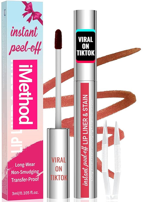 iMethod Lip Stain - Lip Liner Stain, Peel Off Lip Stain with Tweezer, Natural Long Lasting, Waterproof, Easy to Use, Stay On All Day, Cocoa