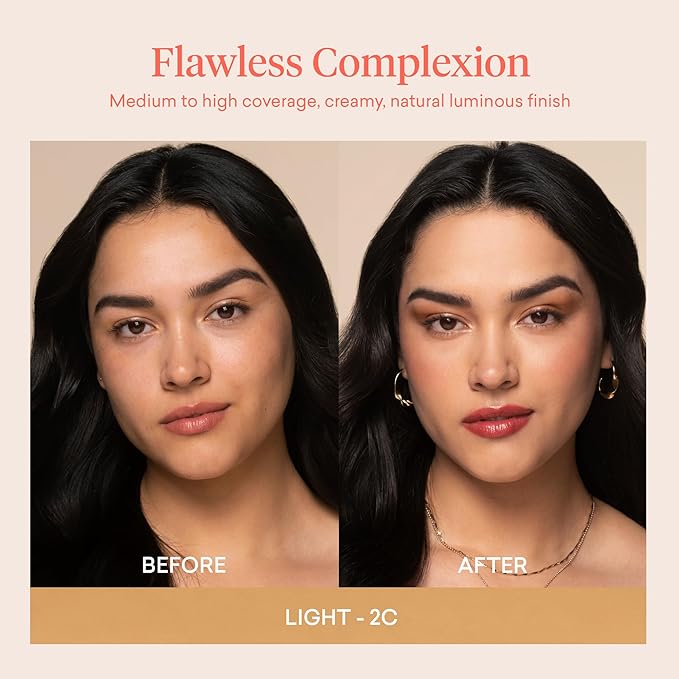 by Sofia Vergara - Ilumina CC Cream SPF 50+ & Ilumina Brush - 100% Mineral Color Correcting Cream + Angled Complexion & Foundation Blending Brush - Tinted moisturizer with spf - 2C Bundle