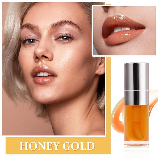 Plumping Lip Gloss Lip Tint Lip Stain Lip Tint Stain Hydrating Moisturizing Liquid Lipstick Lip Balm Clear Lip Oil Makeup Gift - 01 Honey Gold