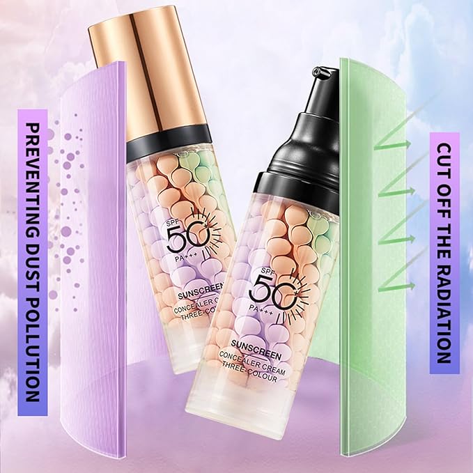 3 In 1 Hydrating Primer for Face Before Makeup, Makeup Primer for Face, One Step Color Corrector for Dark Circles Even Skin Tone, Oil Control Skin Corrector, Radiance Sheer Finish, Purple Pink Green