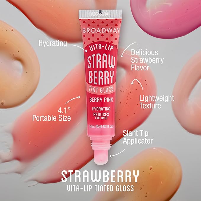 Ruby Kisses Broadway Vita-Lip Tinted Lip Gloss (9 Pack) Ultra-Hydrating, Nourishing, Soothing Formula with Vitamins, High-Shine Non-Sticky Lip Balm with Rosehip+Coconut Oil, Pink, Red & Brown Shades