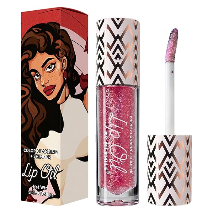 Boss Up Color Changing Lip Oil, Shimmering Temperature Color Changing Lip Gloss Tinted Lip Stain, Long Lasting Nourishing Moisturizing Lip Glow Oil for Lip Care (02#)