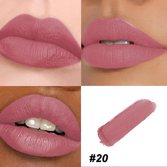 Matte Bullet Long Wear Lipstick - Vegan and Cruelty-Free - Smudge and Waterproof Matte Lipstick with Moisturizing Formula - All Day Comfort - (Petal Kiss #20)