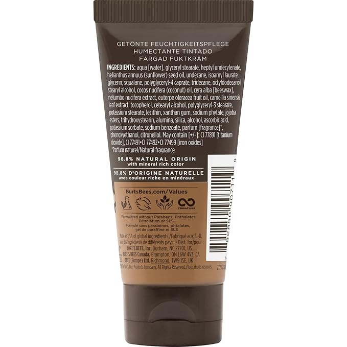 Burts Bees Goodness Glows Tinted Moisturizer, Rich in Antioxidants, Chestnut 1.0 Ounce