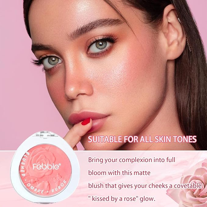 Blush Makeup,Rose Pattern Tint Blush, Lasting Moisturising,Natural shine,Waterproof, Gradual Blush