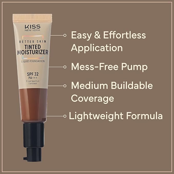 Tinted Moisturizer with SPF 32 PA+++ (Mocha), 12 Hour Hydrating Sunscreen for Face, No White Cast, Natural Radiant Finish, Medium Coverage, With Hyaluronic Acid, Vitamin E, Peptide