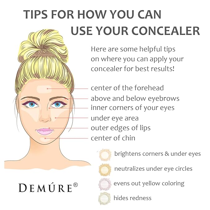 Demure Bright Eye Make Up Concealer | Dark Circle Under Eye Treatment | Pure Crushed Minerals | Loose Powder
