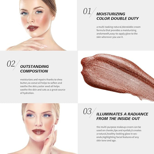 Lamu's Cosmetics Moisturizing Miracle Balm, Multi Glow Balm,Face Blush Cream Blush for Cheeks,Radiant Finish, Hydrating,Natural Glow 50g/ 1.75 Oz (BRONZE)