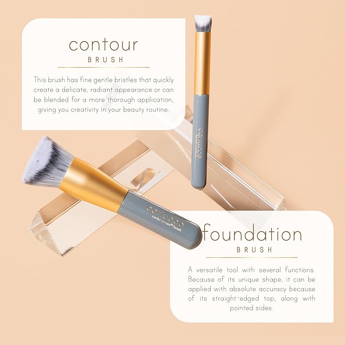 organic, natural, makeup Carlucce Beauty Duo - Umpteen 3-in-1 Cream Color Palette & Hush-Hush Contour Brush - High-Pigment Vegan & Cruelty-Free Makeup - Lips, Cheeks, Eye Base - Made in USA