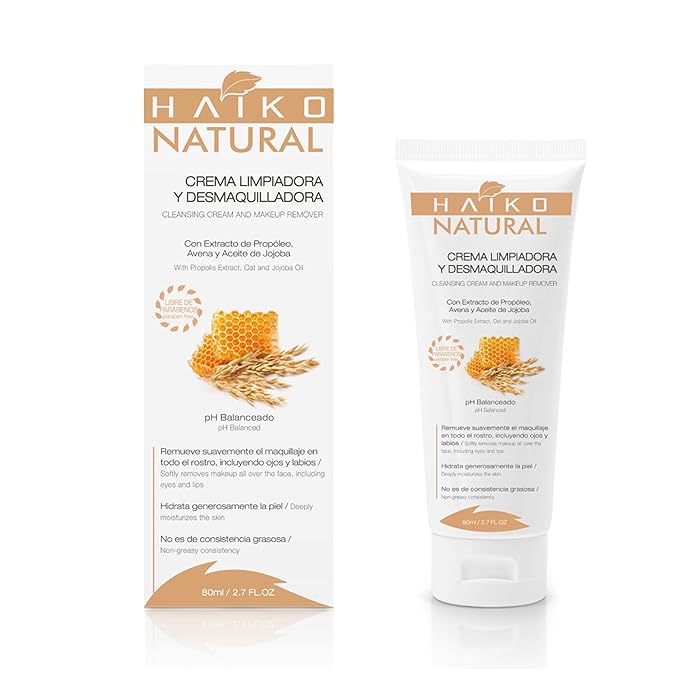 Hydrating Cleansing Cream & Makeup Remover with Propolis (Purifying), Oat (Soothing), & Jojoba Oil (Moisturizing). Non-Greasy, pH Balanced, for All Skin Types - 2.7 fl oz / 80g