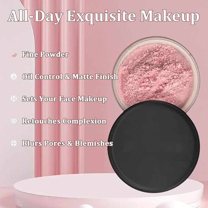 Pink Setting Powder, Blurring Setting Powder, Pink Setting Powder Loose Blurring, Pink Setting Powder Blurring, Blurring Powder for All Skin Tones (1)