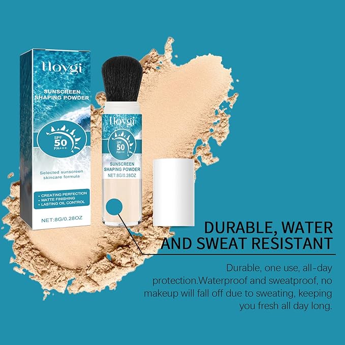 Sunscreen Setting Powder,SPF 50++ Mineral Setting Powder, Lightweight, Long Lasting, Smooth, Oil Control Sunscreen Powder,Smooth Lasting Breathable Concealer for Face with Brush