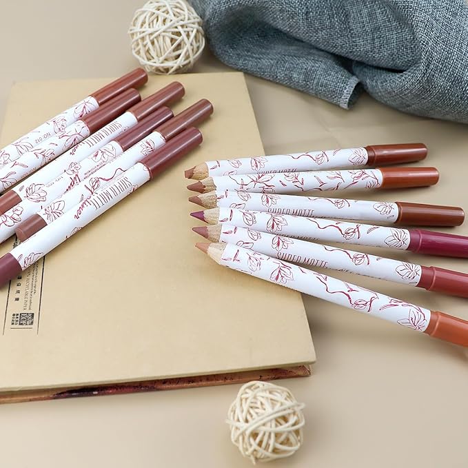 12 Colors Matte Lip Liner Lipliner Pencil Velvet Lip Liner Slim Lip Pencil Smooth Lipsticks Waterproof Long Lasting Lip Liner Makeup Supplies Lip plumper Cosmetic Set