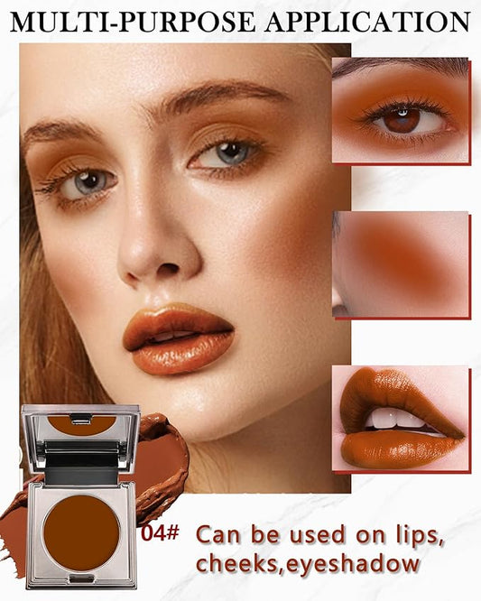 Long Lasting 2-in-1 Creme Cheek Blush + Lip Stain Lipstick, High Pigmented Tinted Lip Balm Blusher with Brush,Hydrating Cream Texture for Cheek,Eye & Lip Tint,Women's Day Makeup Gift for Women-04