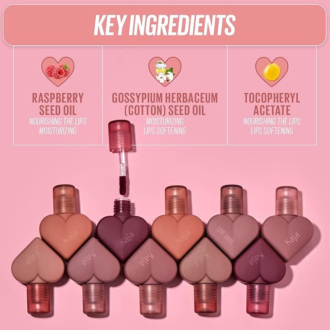 Kaja Lip & Blush Glazed Keychain Stain - Jelly Charm 02 Squeeze Guava + Lip Mousse - Love Swipe 04 Swipe Right, 0.22 Oz Bundle