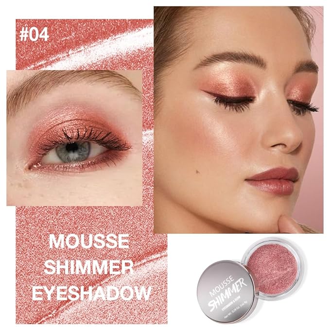 Shimmer eyeshadow,Glitter eyeshadow,Easy - Apply Powder for Eye & Face Highlighting, with Mermaid Shimmer(04#Brownish Red, 1 Count (Pack of 1))