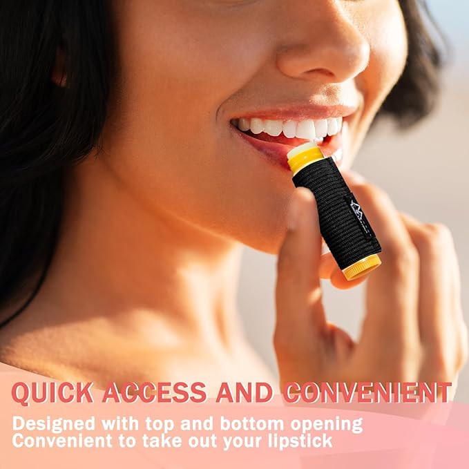 WK IEASON - 5PCS Lip Balm Holder Keychain Bulk Black Clip On Lipstick Sleeve Chapstick Sleeve Holder Keychain Lip Gloss Holder Key Chain(Blackx5)