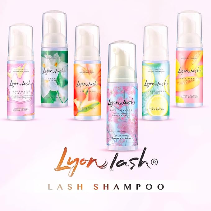 Lyon Lash Eyelash Extension Shampoo (Lily), Gentle Formula Paraben & Sulfate Free, Oil Free Foam Cleanser Kit | Remove Eye Makeup & Oil & Dust | Professional Salon And Home Use (60ml + 1 mascara wand + 1 cleansing brush)