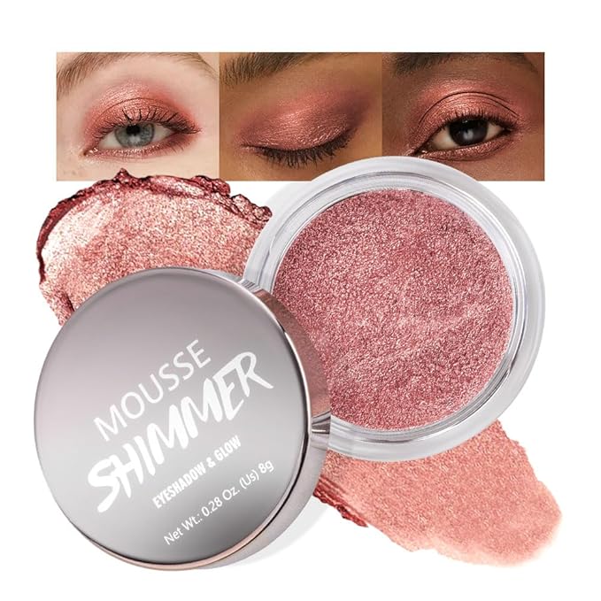 Shimmer eyeshadow,Glitter eyeshadow,Easy - Apply Powder for Eye & Face Highlighting, with Mermaid Shimmer(04#Brownish Red, 1 Count (Pack of 1))