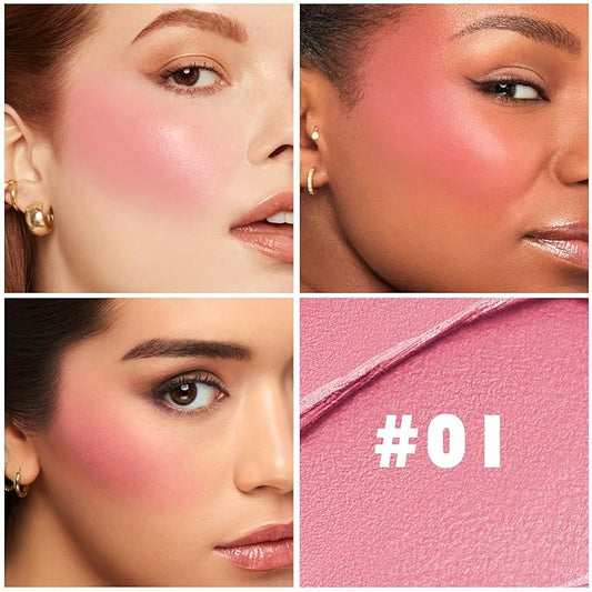 Matte Cream Blush Stick for Cheeks,Blendable Color,Long Lasting Blusher,Highly Pigmented,Non-Greasy,Multi-Stick