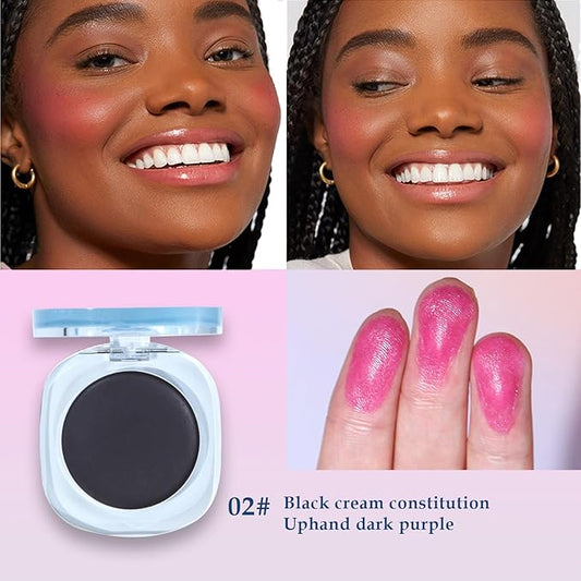 Black Cream Blush,Color Changing Blush for Cheeks and Lips Tint Magic Black PH Temperature Changing Face Tint Stain Blush Blendable Dewy & Natural Finish for All Skin Tones (02# Black)