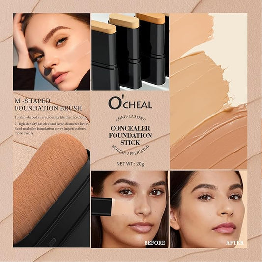 O'CHEAL Face Foundation Contour Stick Long-wear Lightweight Brighten Stick Blemish Contouring Face Concealer Beauty Makeup 03#LIGHT SKIN