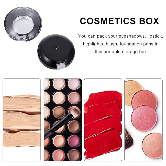 Round Eyeshadow Cases : 8pcs Empty Makeup Eyeshadow Box Travel Eyeshadow Boxes Round Compact Blushes Highlighters Eyeshadow Makeup Organizer Cosmetic Containers with Tin Liner