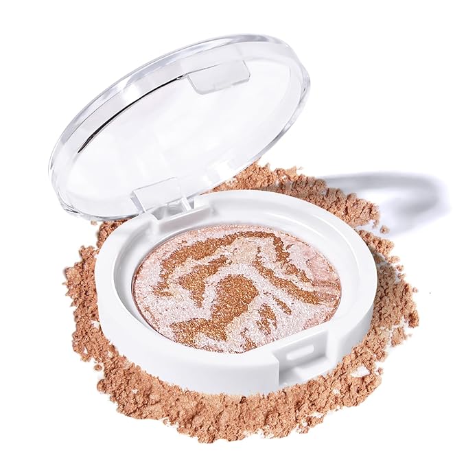 KYDA Baked Blush, Radiance Bronzer Glow Makeup, High Glossy Face Blusher, Shimmer Pressed Powder Blush, Buildable Lightweight Formula, Multiuse Baked Powder for Face Eye Cheeks, #05
