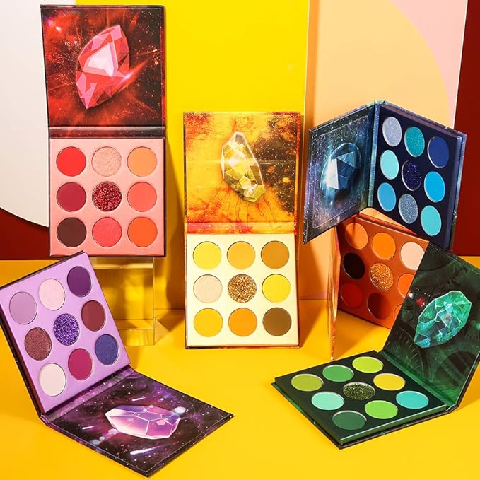 Docolor 16Pcs Colorful Eye Makeup Brushes Set + 54 Colors Gemstone Eeyshadow Palette Pigmented Matte Shimmer Metallic Blendable Soft Cream Powder Makeup Eye Shadow Palettes