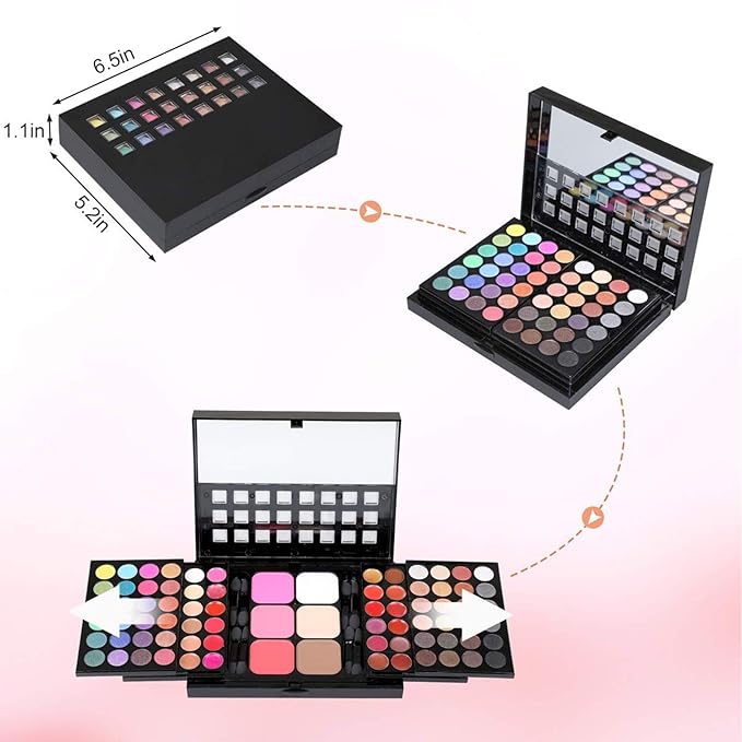 All in One Makeup Valentine's Day Gifts Kit for Women, Professional 78 Colors Combination Palette Makeup Set Include 48 Eyeshadow,18 Lip Gloss,3 Blusher,6 Concealer,3 Contour Powder,8 Brushes,1 Mirror