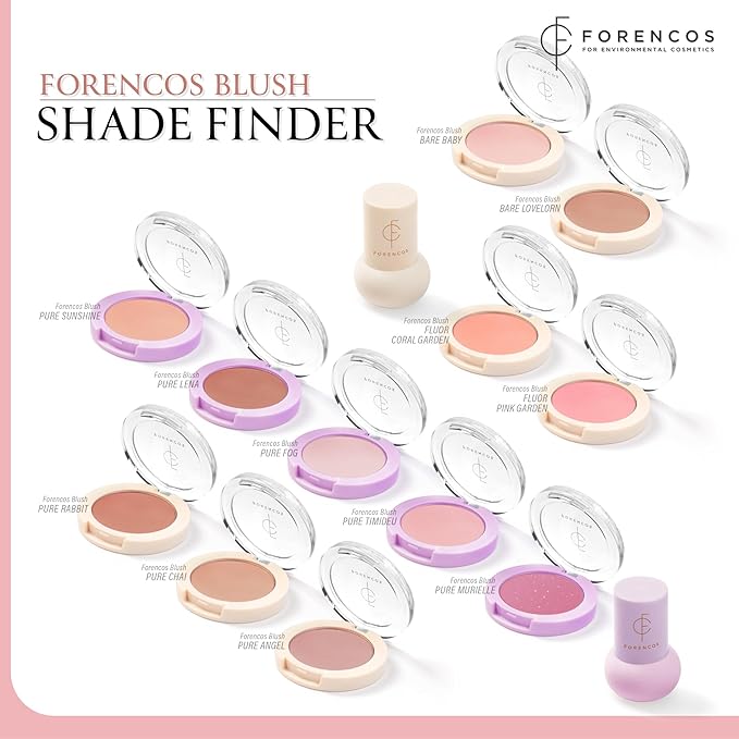 FORENCOS Matte Blush Set (Puff Included), Long Lasting Korean Blush Power, Zero Sebum Shine, Flawless Finish, Easy Blending, Lightweight & No Cakey Residue (PURE TIMIDUE)