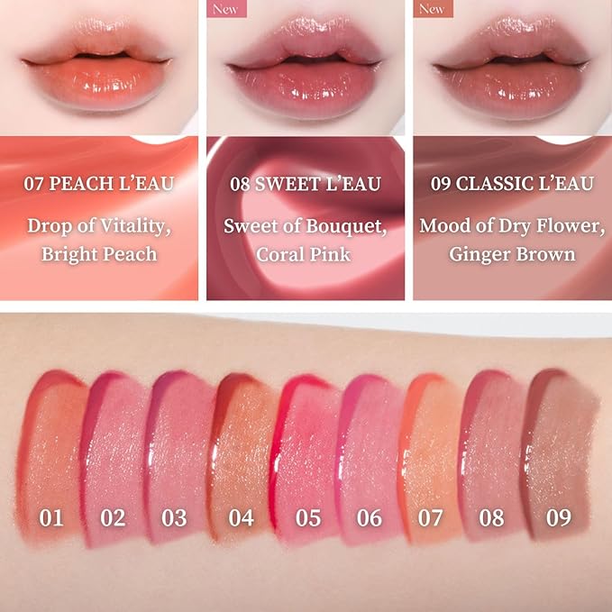 BBIA L’EAU Tint – Glossy & Glow Lip Stain, Watery Lip Tint, Non-Sticky, High Shine Finish, Long-lasting, Moisturizing, Lightweight, Natural, Daily Use, Vegan, Korean Lip Makeup (06 PINK L'EAU)