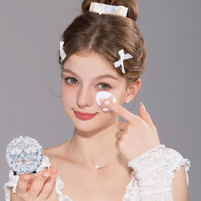 Flower Knows Swan Ballet Embossed Blush 05 Dreamy Season+Butterfly Cloud Collar Angled Powder Brush Pearly Moonlight