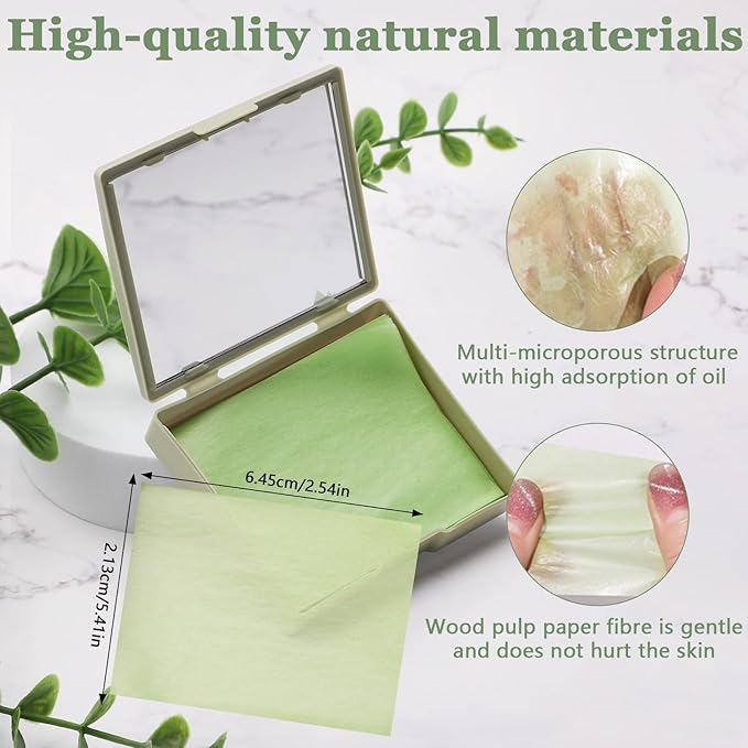 Oil Blotting Sheets for Face With Travel Makeup Mirror-1 Pack(total 100 sheets), Oil Absorbing Sheets for Face, Makeup Friendly, Blotting Papers for Oily Skin