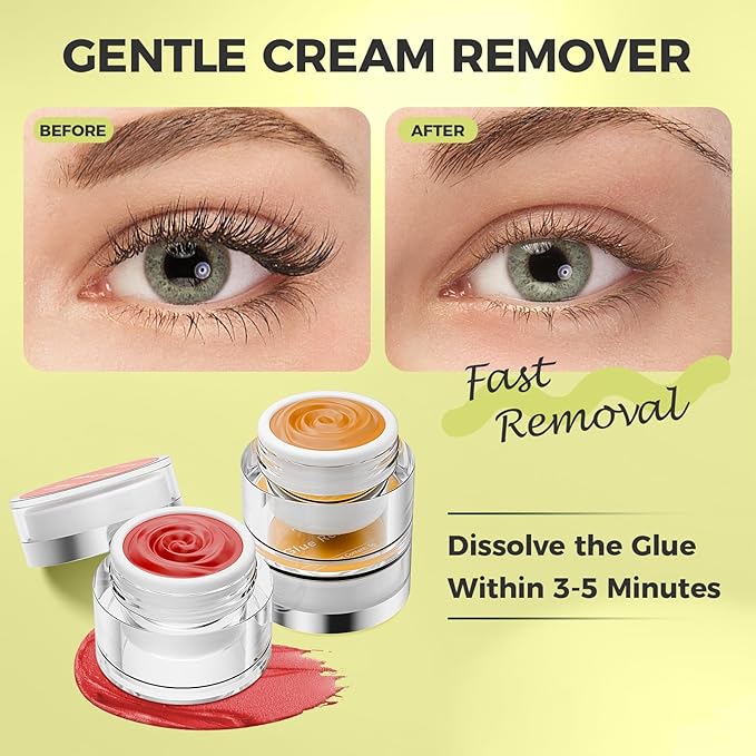 Eyelash Extension Remover Cream, Professional Lash Remover for Lash Extensions, Low Irritation, Fast Dissolution, Lash Extension Remover Cream for Salon Use, 5g (Lemon)