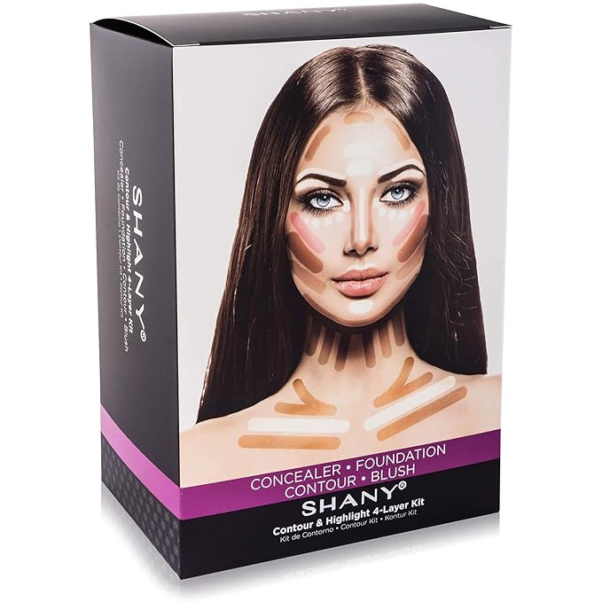 SHANY 4-Layer Contour and Highlight Makeup Kit - Set of Concealer Palette, Color Corrector, Makeup Foundation Palette, Contour Highlight Palette, and Blush Palettes