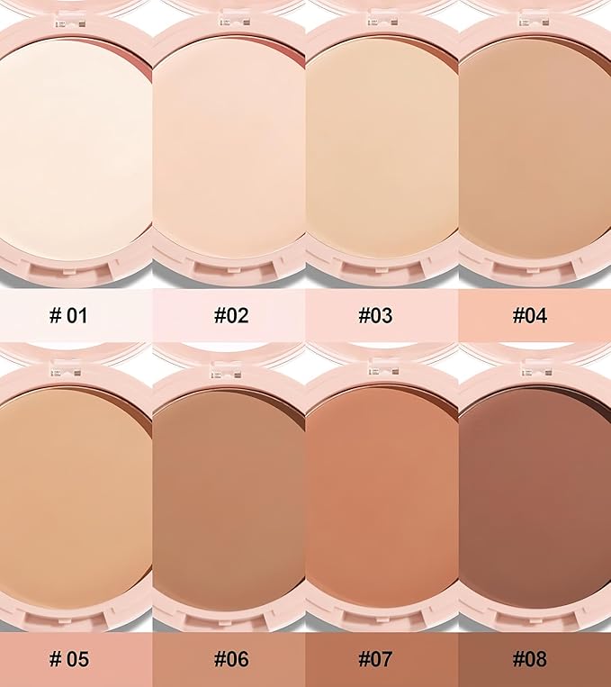 Matte Setting Powder 8 Colors Lightweight Oil Control Pressed Powder Foundation Flawless Long-Lasting Finishing Powder Foundation (Color 04)