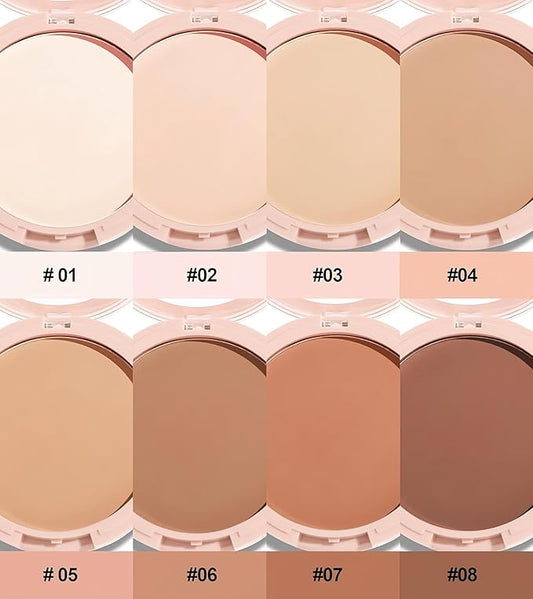 Matte Setting Powder 8 Colors Lightweight Oil Control Pressed Powder Foundation Flawless Long-Lasting Finishing Powder Foundation (Color 04)