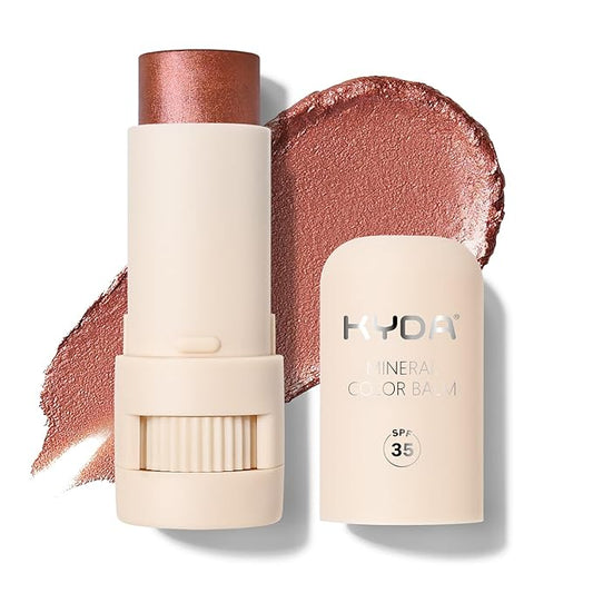 KYDA Mineral Color Balm, SPF 35, Creamy Blendable Color for Lips&Cheeks, Buildable Shimmer Finish, Lightweight Formula, Multiuse Makeup Stick, CHERRY