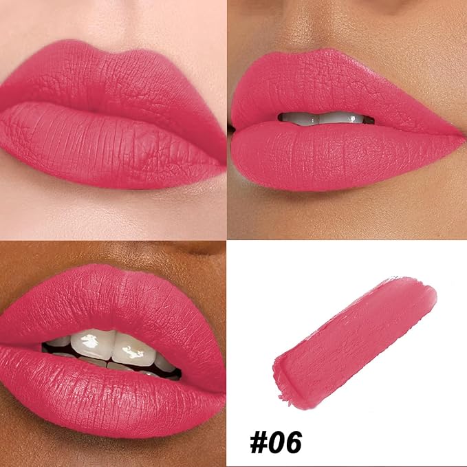 Matte Bullet Long Wear Lipstick - Vegan and Cruelty-Free - Smudge and Waterproof Matte Lipstick with Moisturizing Formula - All Day Comfort - (Ruby Fever #06)