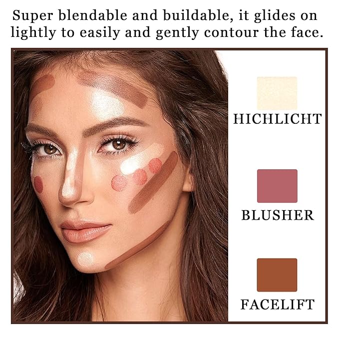 6PCS Cream Blush Sticks,Multi-Use Sticks for Blush,Highlighter & Bronzer Contour,Natural Matte & Glitter Finishing Contour Stick,Waterproofing Face Makeup Stick Set with Makeup Sponge