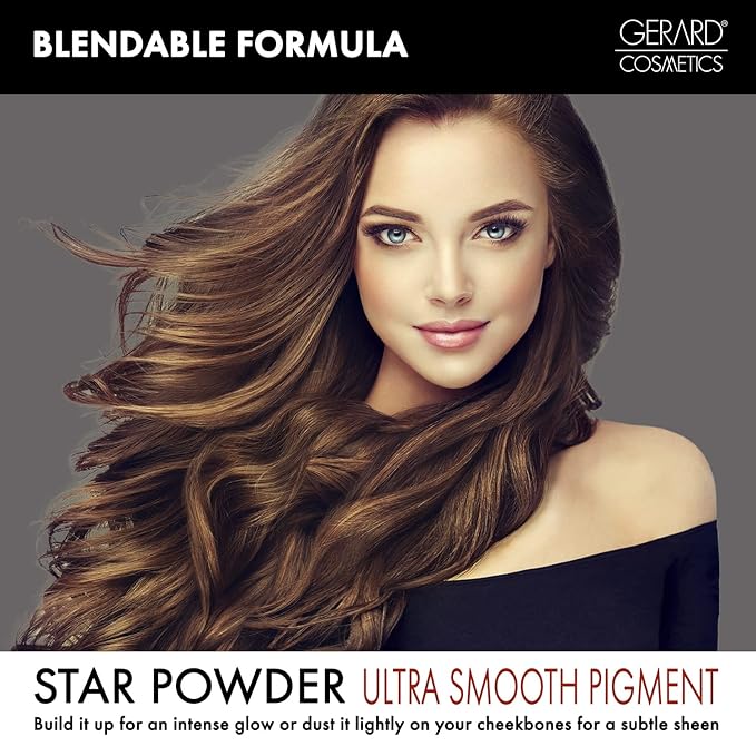 Gerard Cosmetics Star Powder Highlighter Sophia, Champagne Highlighter Makeup for Glowing Skin, Professional Mineral Facial Luminizer, Cruelty Free, Made in the USA