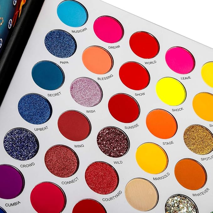 La Catrina 54 Color Pro Eyeshadow Palette Glow in Dark- Glitter, Shimmer, Matte & Multichrome Eye Shadow, Long Lasting Neon Blacklight Makeup Pallet for Halloween, Party, Costume Makeup, Cruelty-Free