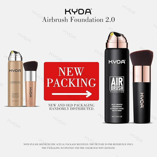 KYDA AirBrush Foundation Spray, Lasting Matte Foundation, Lightweight Cover, Smooth Blendable, Moisturizing Makeup Primer with Soft Brush Applicator-#120 Classic Ivory